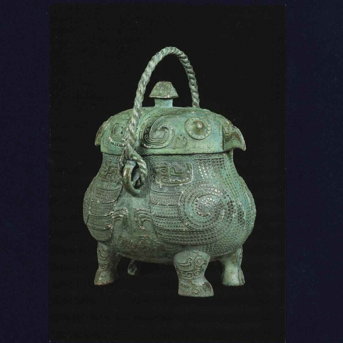 楽一番様専用 中国 古銅青銅 象嵌神獣燭台 時代箱 M R5252